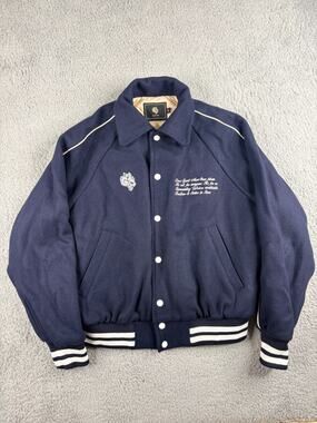 Darc Sport Rudy Letterman Jacket Men's Small Navy Wool Varsity Wolves Limited